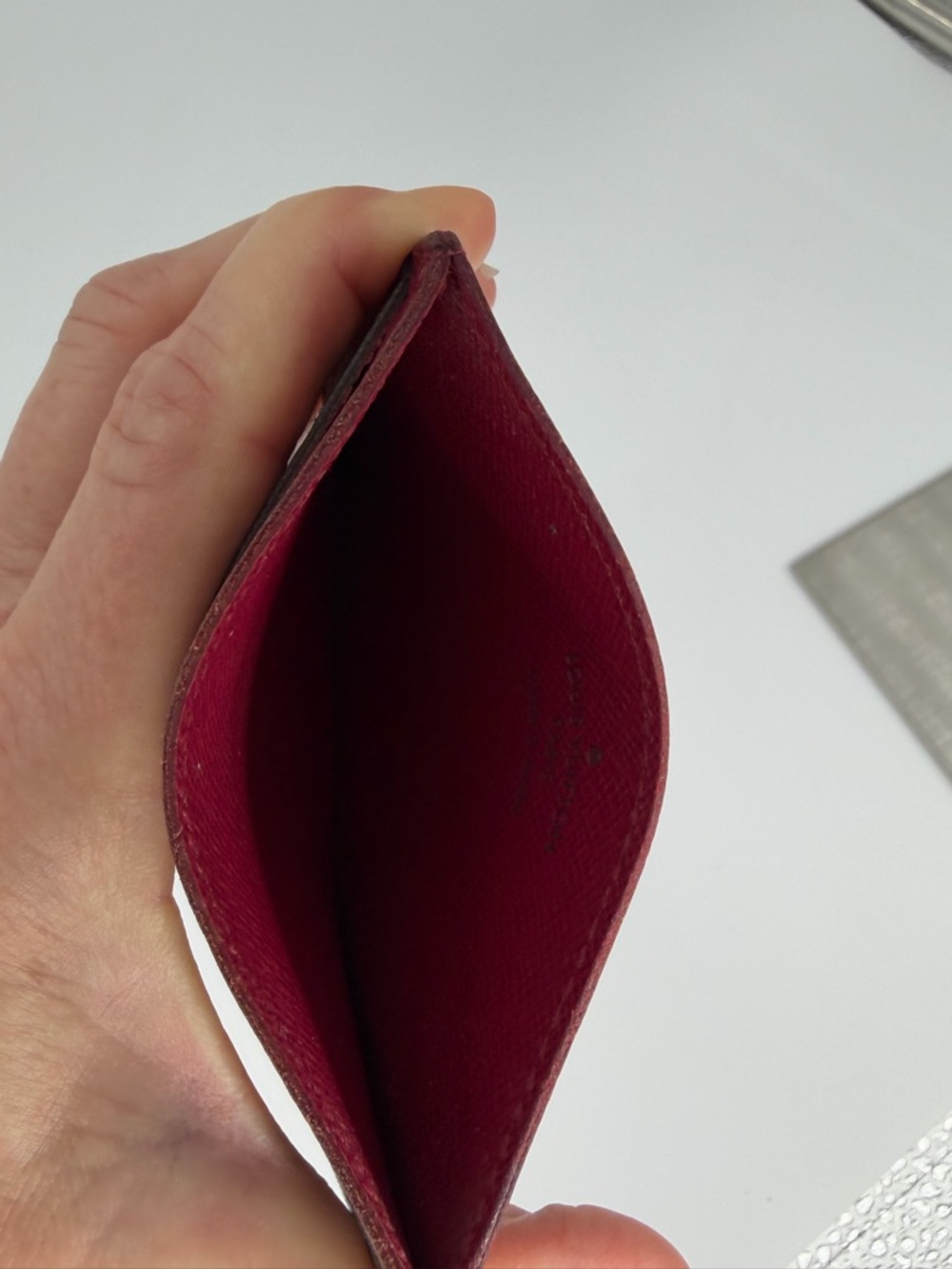 LV Monogram Card Holder with Fuchsia Excellent Condition w/Box and Dust Bag - Picture 4 of 13